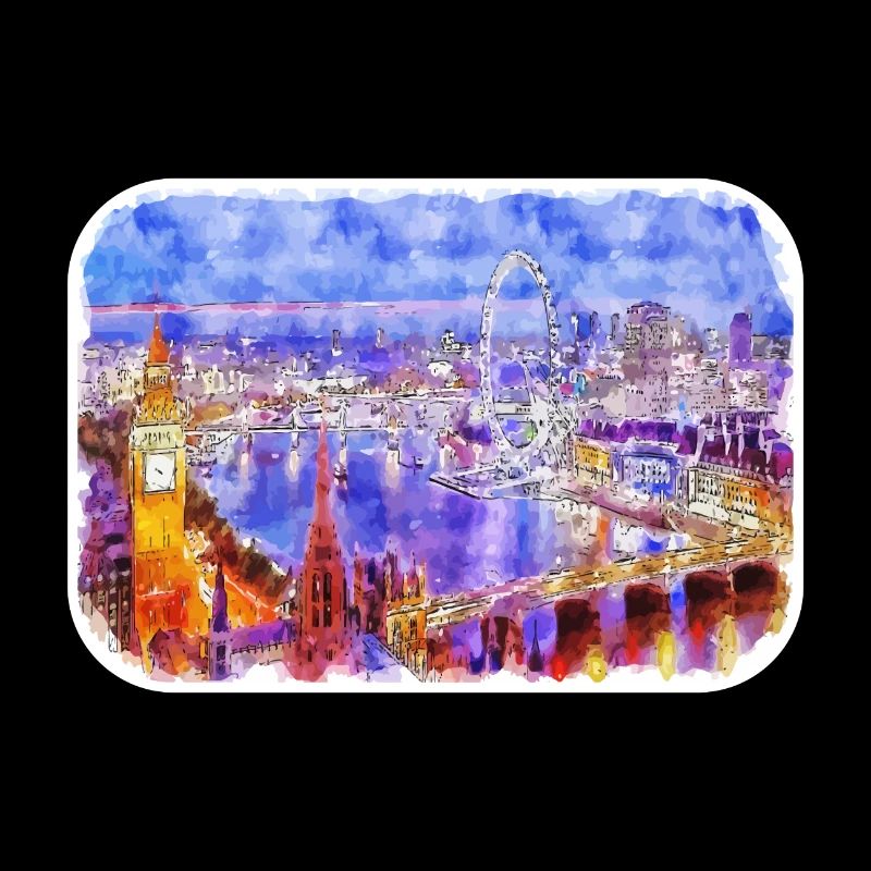 Londra REGNO UNITO Acquerello Schizzo Dipinto disegnato a mano