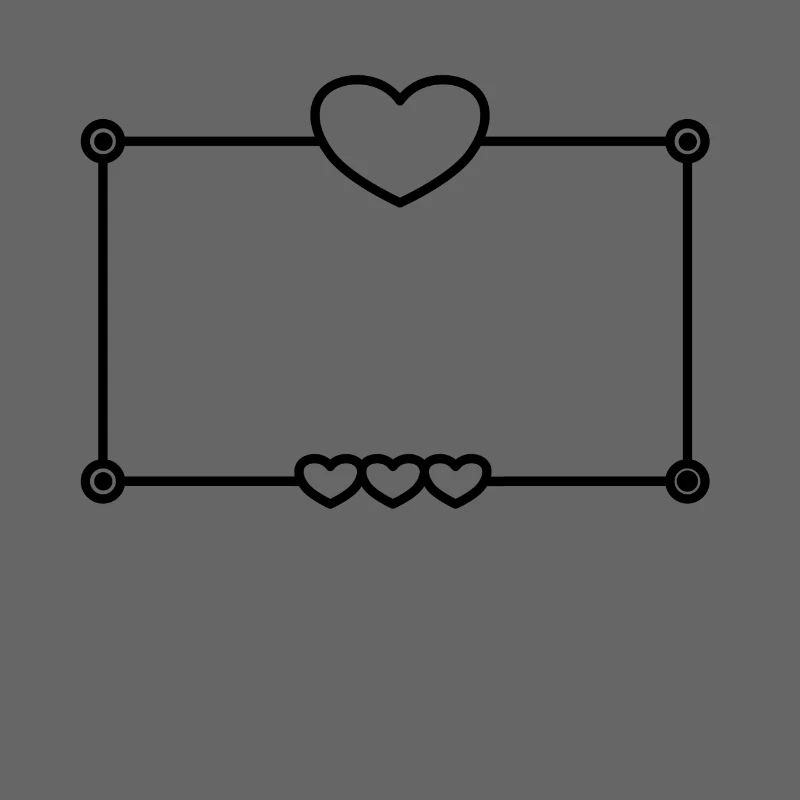 Black Heart Frame Rectangular Shape