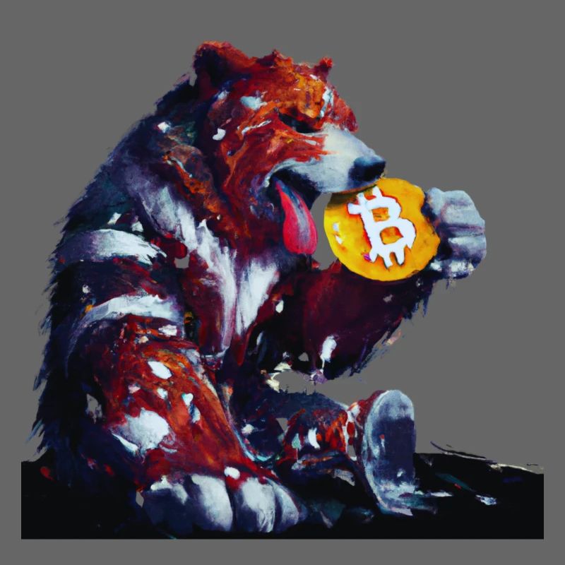 Capitalist bear eats Bitcoin cryptocurrency