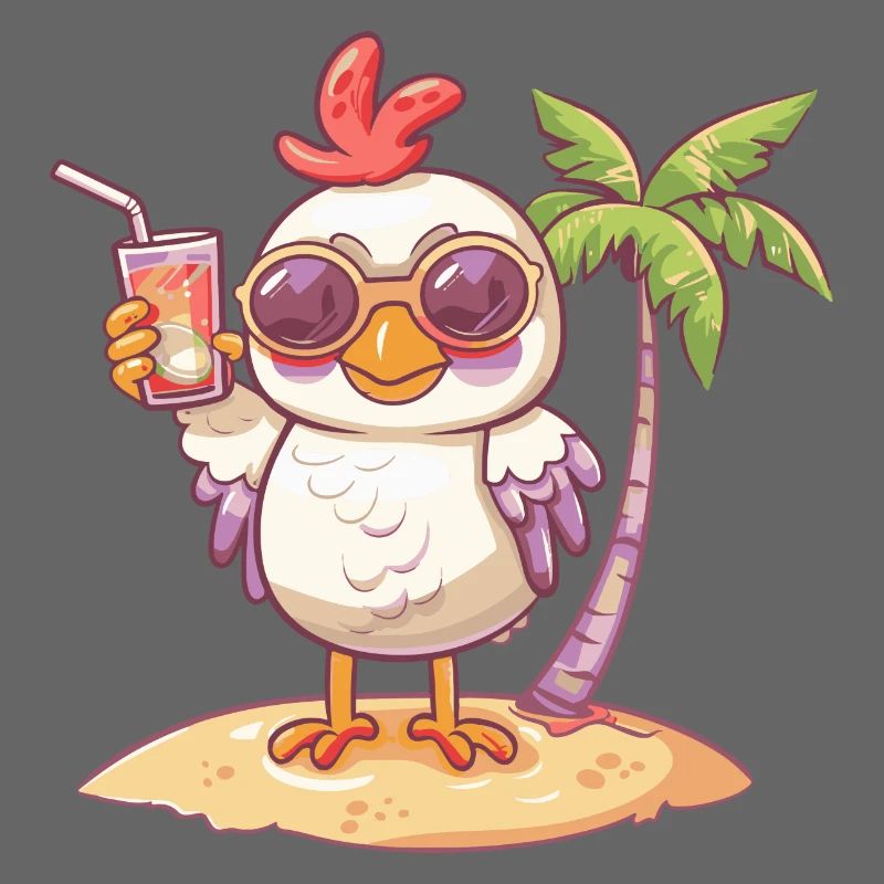 Chicken Summer Beach Comic
