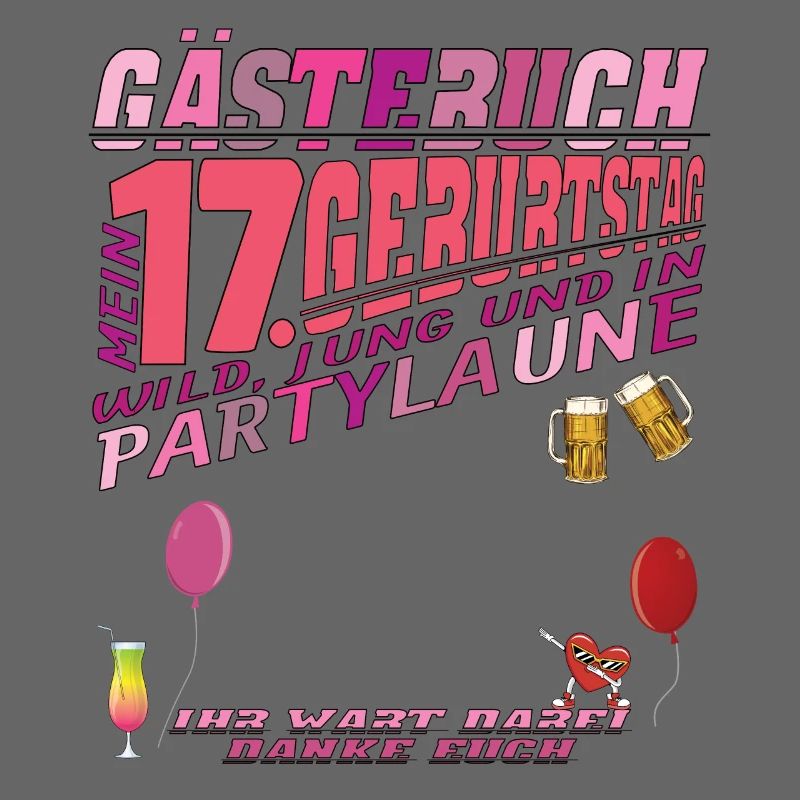 17. Geburtstag Mädchen & Junge Gästebuch