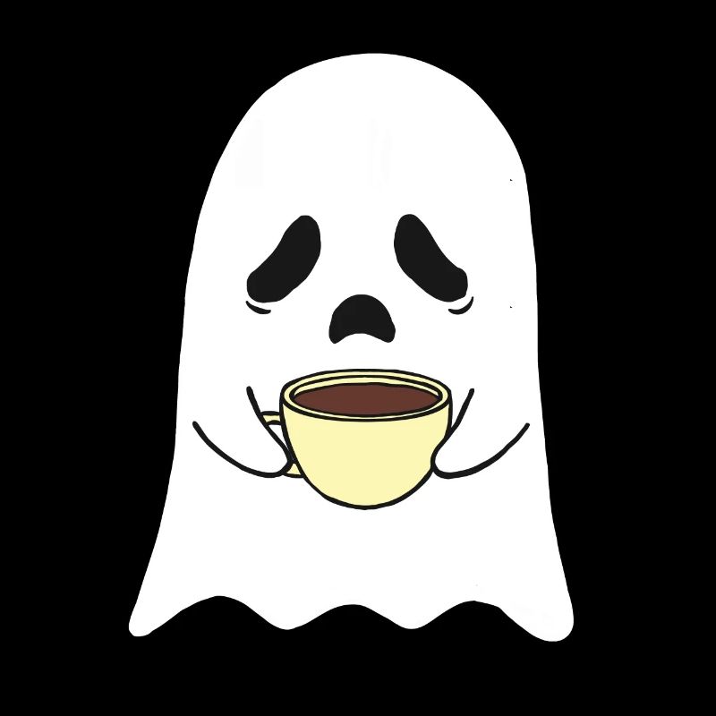 Ghost Drinking Coffee - Coffee Lover Caffeine