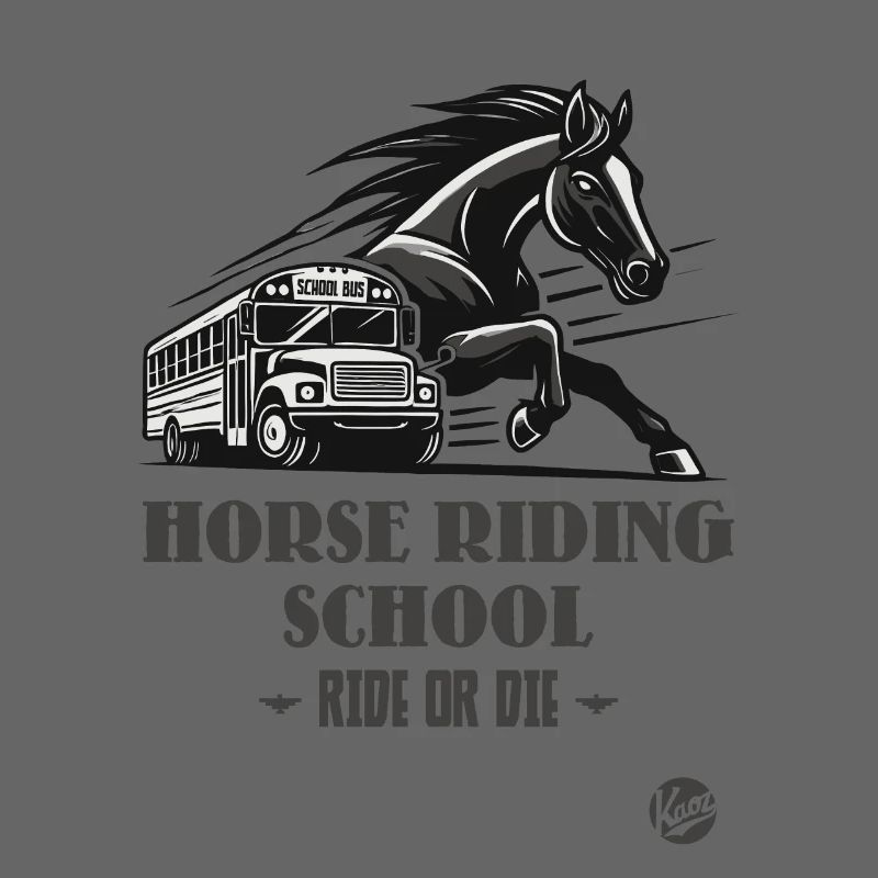 Reitschule "Reite oder Stirb", ein Pferde-Motiv