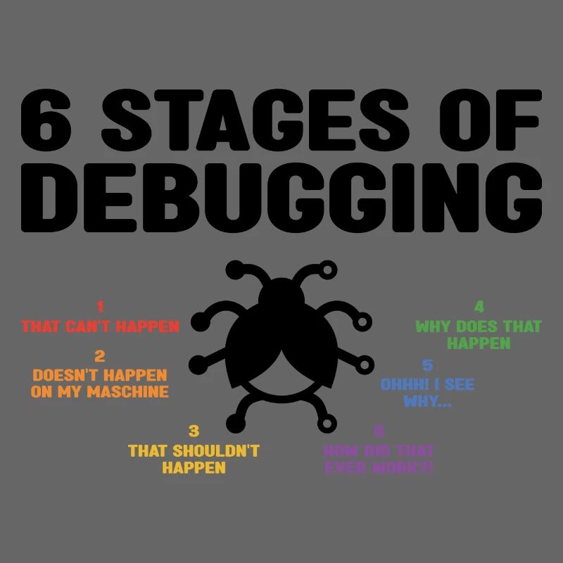 6 Stages Of Debugging Coder Programmer Software De