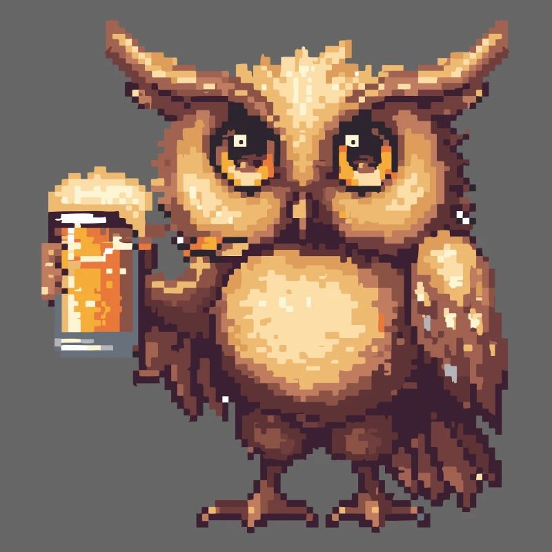 Eule Bier Pixel