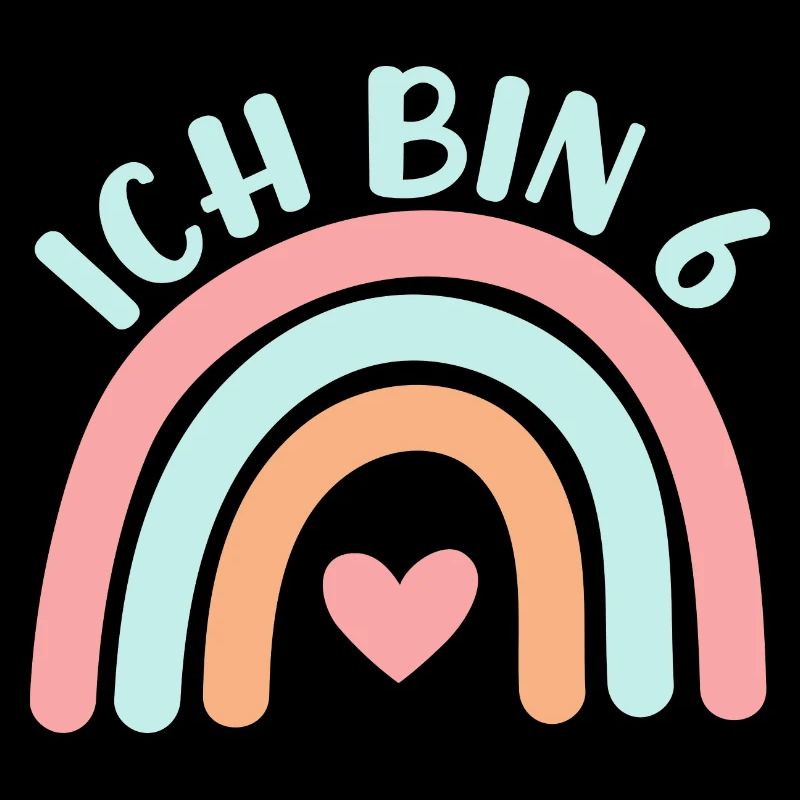 Ich bin 6 niedliche Regenbogen Design Junge Mädch