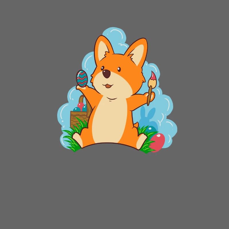 Corgi paints Easter eggs at Easter - Corgi Easter