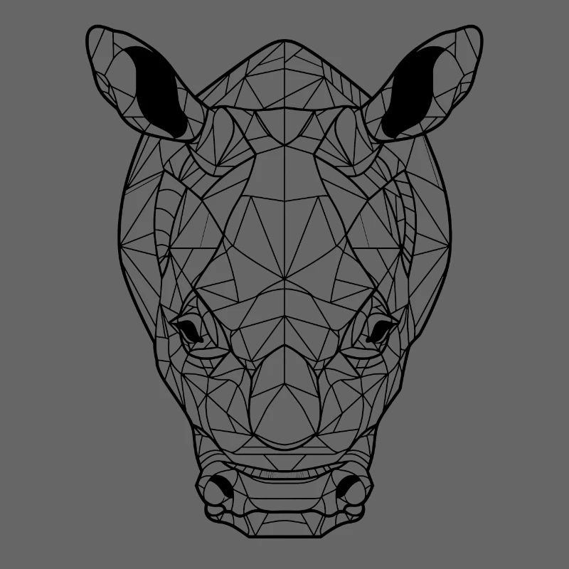 Geometric Rhinoceros Head: Angular Artwork