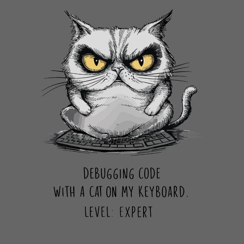 Debugging Code Cat Keyboard Expert Humor