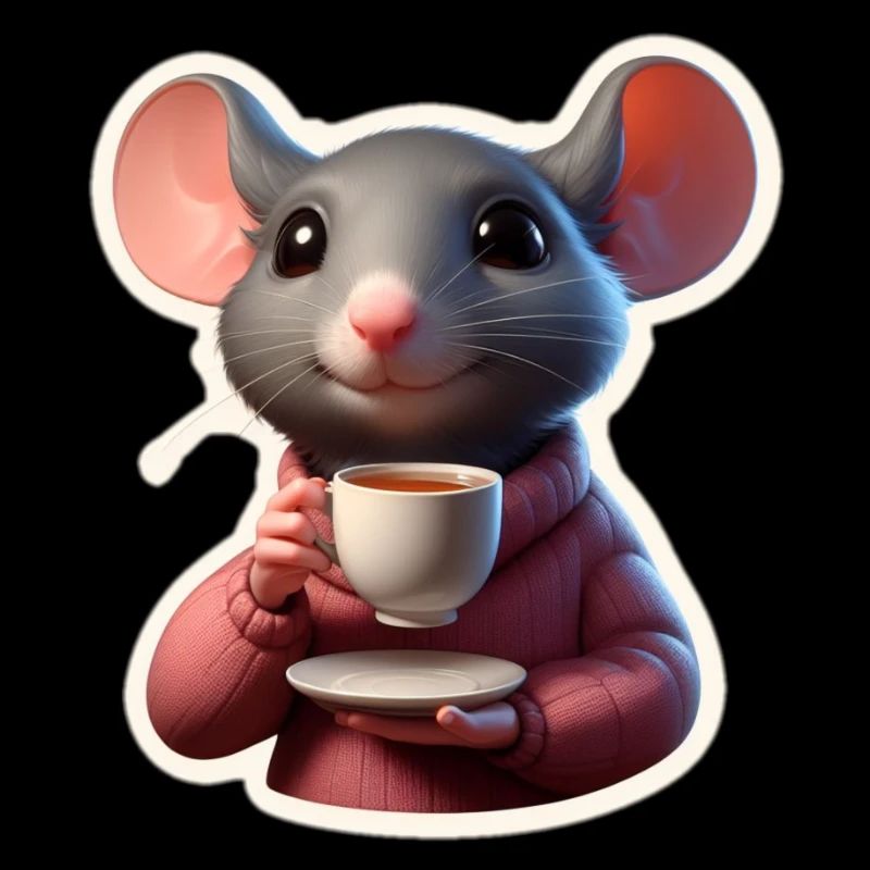 Mouse with teacup in hand