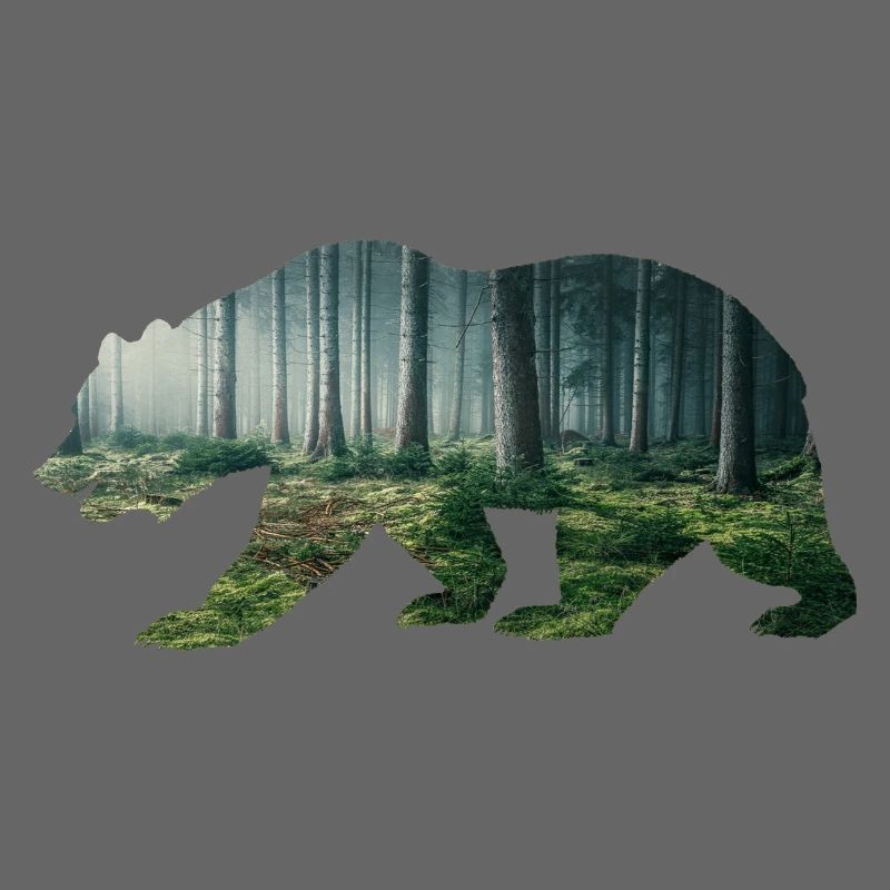 Bear Grizzly Bears Teddy Bear Forest Moonlight