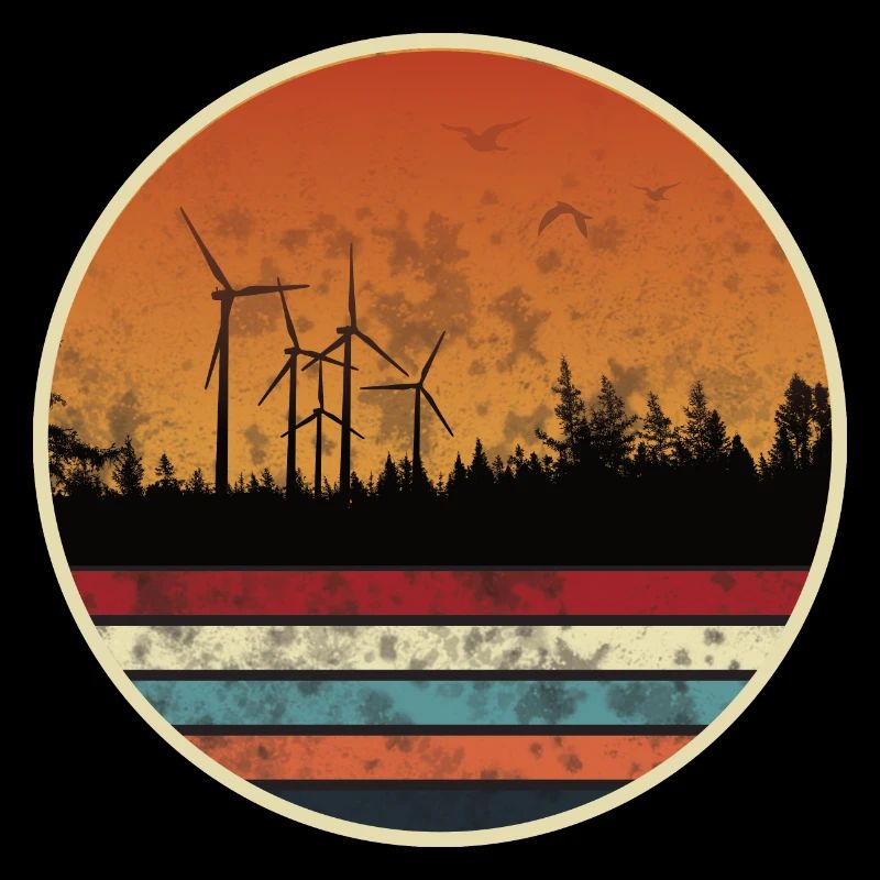 Parc éolien au coucher du soleil - Énergie éolienne