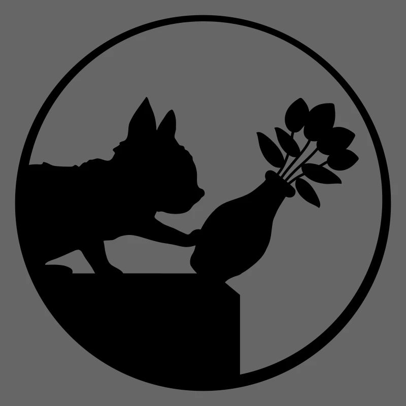 Tombe en bas du vase de fleurs chat
