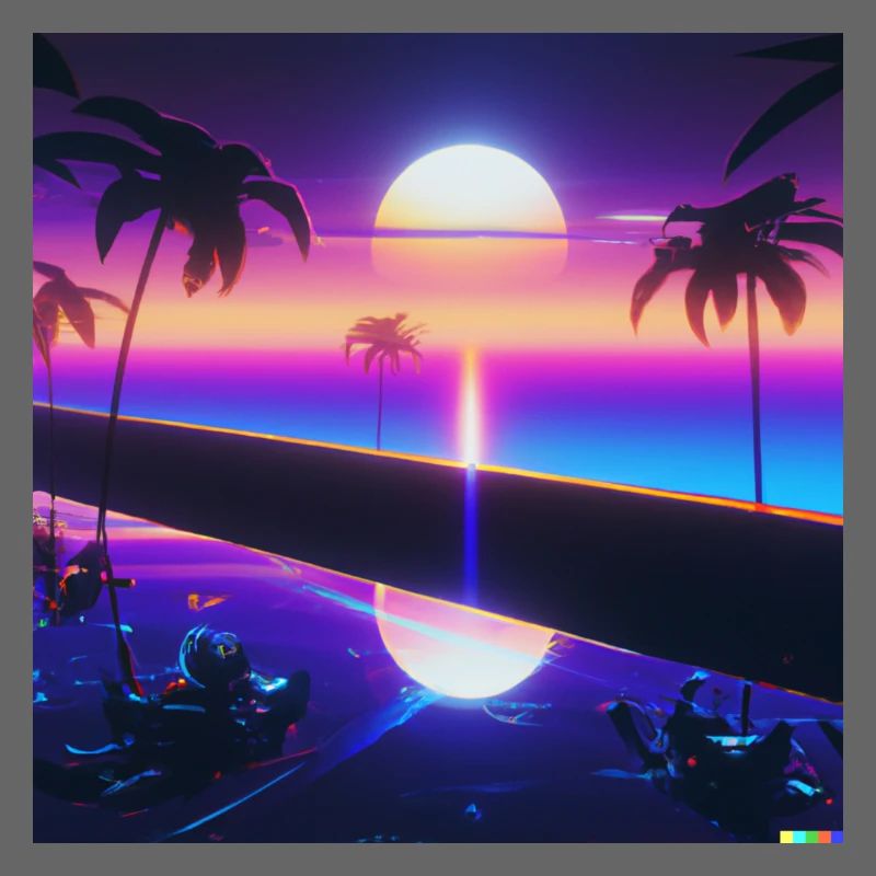 a synthwave style sunset