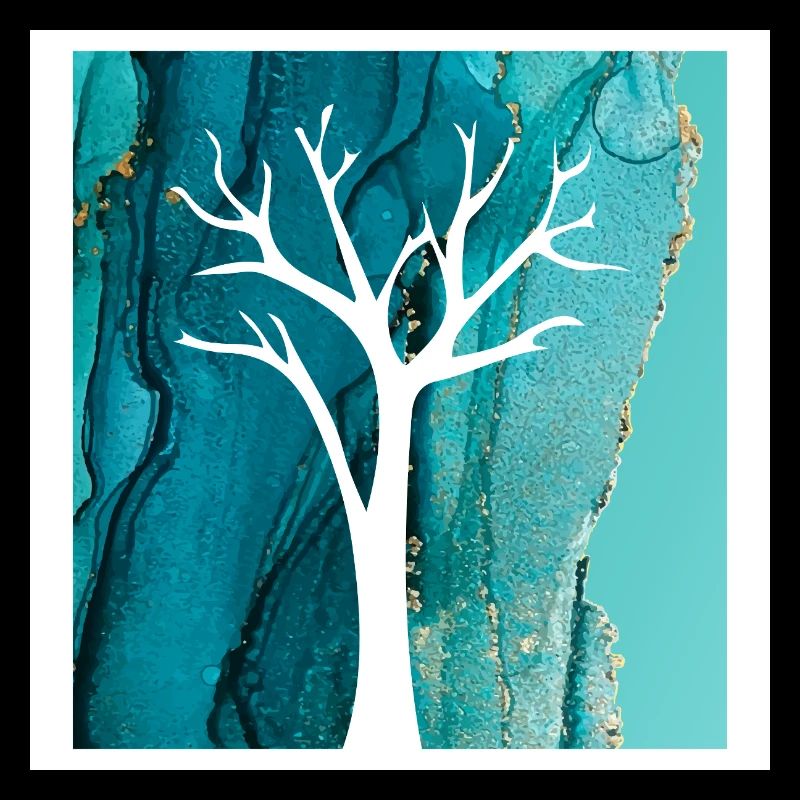 White Tree with Abstract Marble Background
