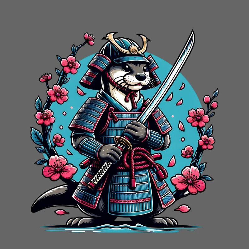 Samurai Otter Mit Kirschblüten