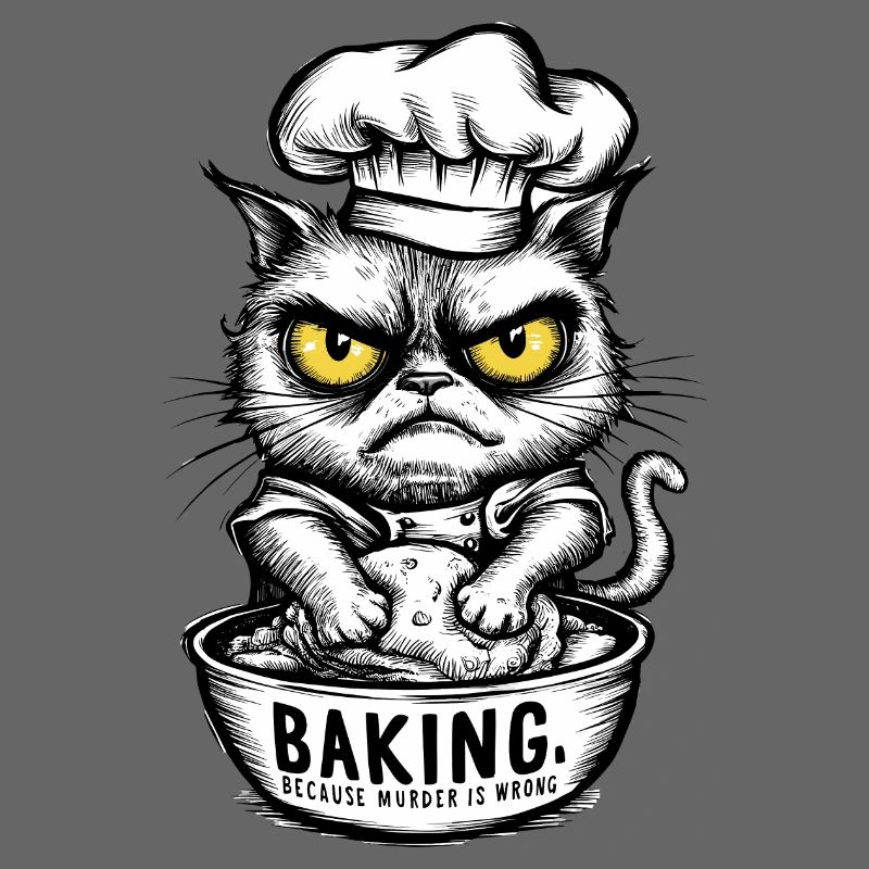 Baking Because Murder Is Wrong Sarcastic Cat