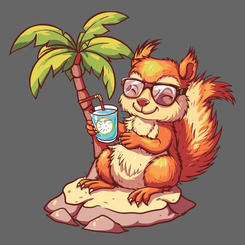 Eichhörnchen Sommer Strand Comic