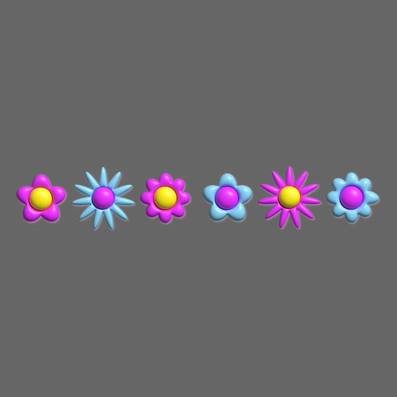 Fleurs en fleurs en rangée 3D