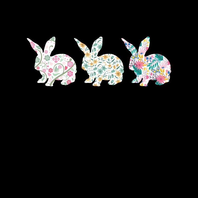 Easter Three Bunnies Rabbit Flower