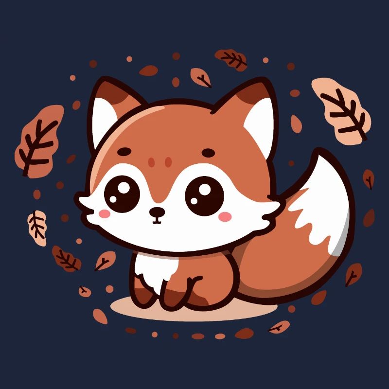 Charme d’automne : Chibi Fox avec queue duveteuse