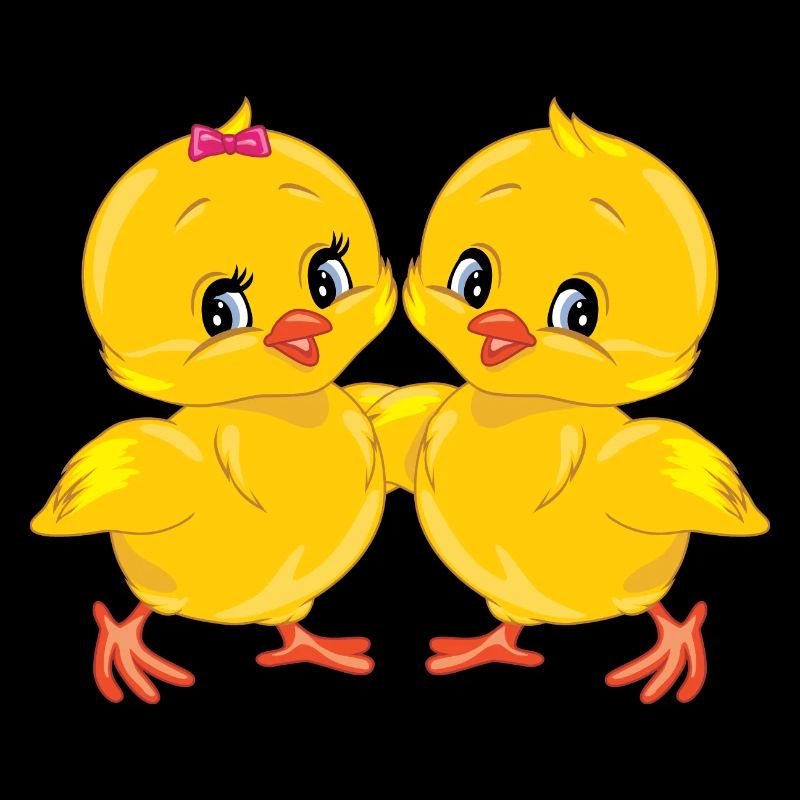 Two cute smiling chicks
