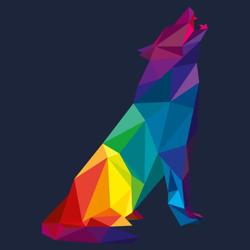Wolf Polygon LowPoly - bunt