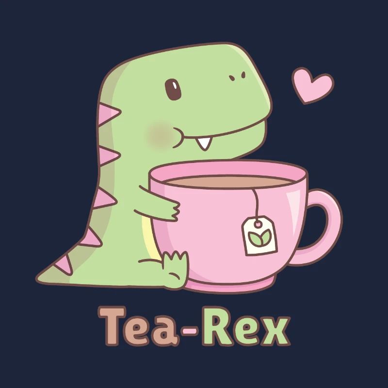 Cute Dinosaur Tea Rex Pun Doodle
