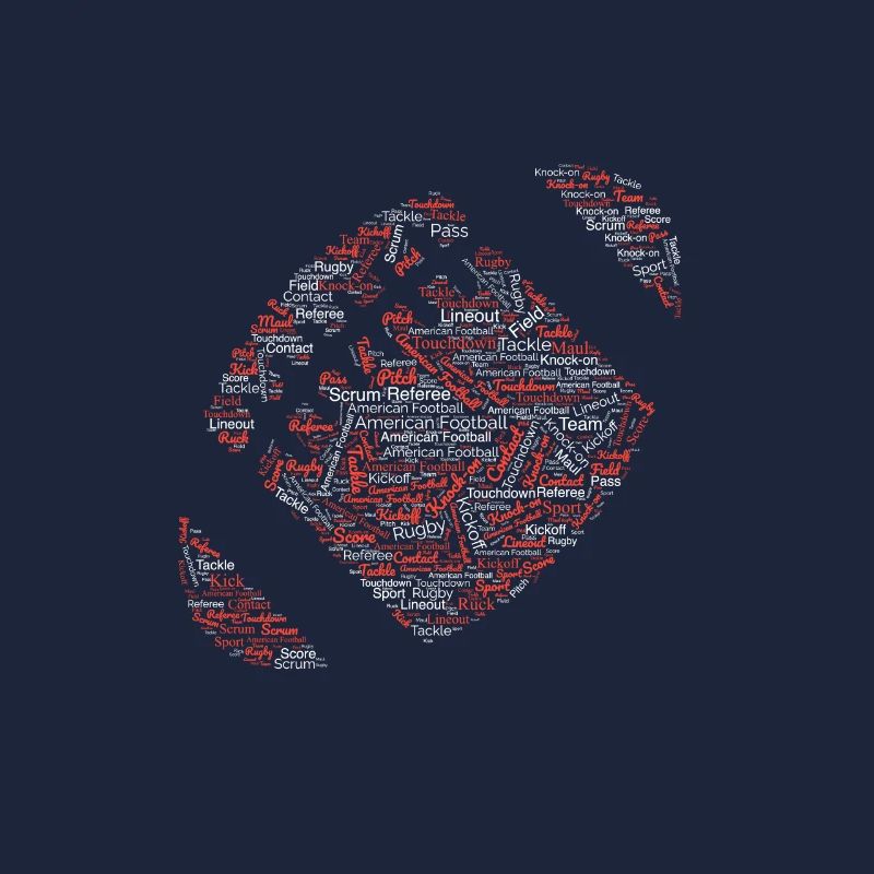 Tee graphique de rugby avec conception de motifs de mots.