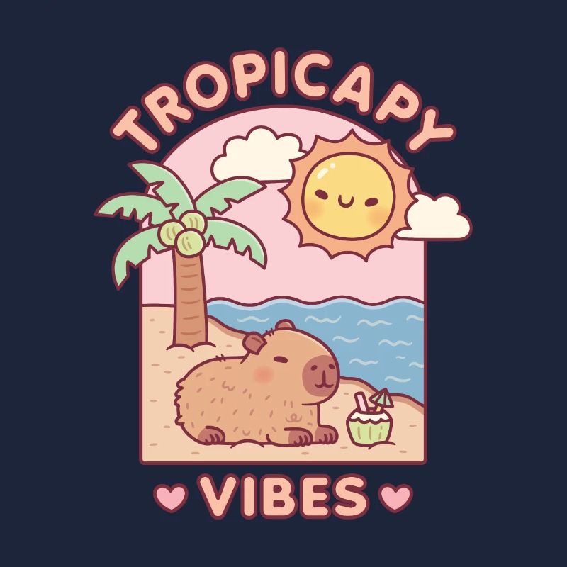 Cute Capybara Chilling On Beach Tropicapy Vibes