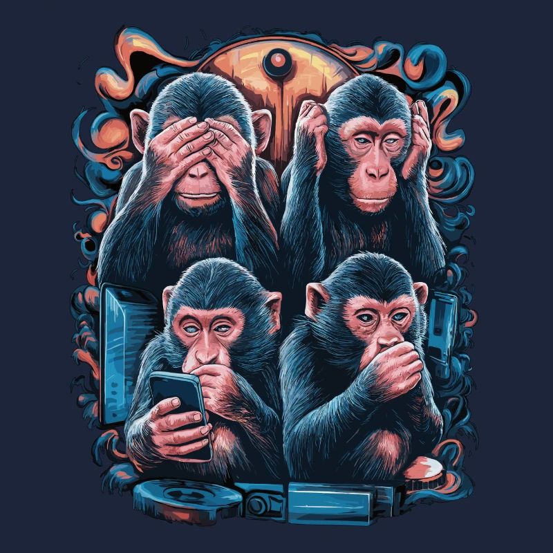 singe sage avec téléphone portable drôle multi conception multimédia