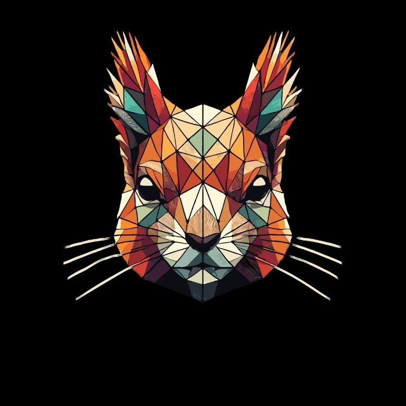 Geometrische Kunst Rote Eichhörnchen Eichhörnchen