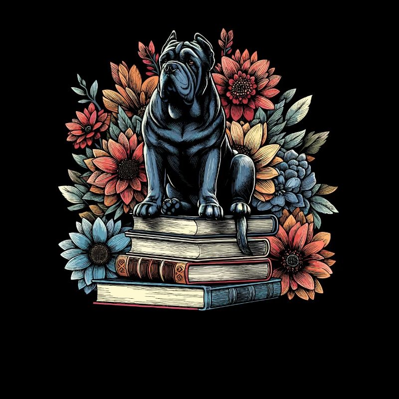 Cane Corso Flower Book Reader Floralcottagecore