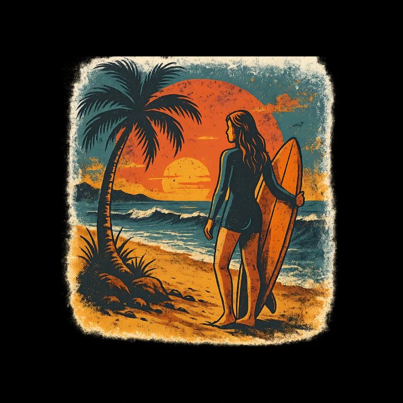 Surfeuse Plage Coucher de soleil