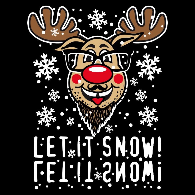 85 Hirsch Rudolph Bart LET IT SNOW Schnee Elch
