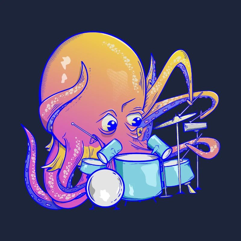 Octopus plays drums