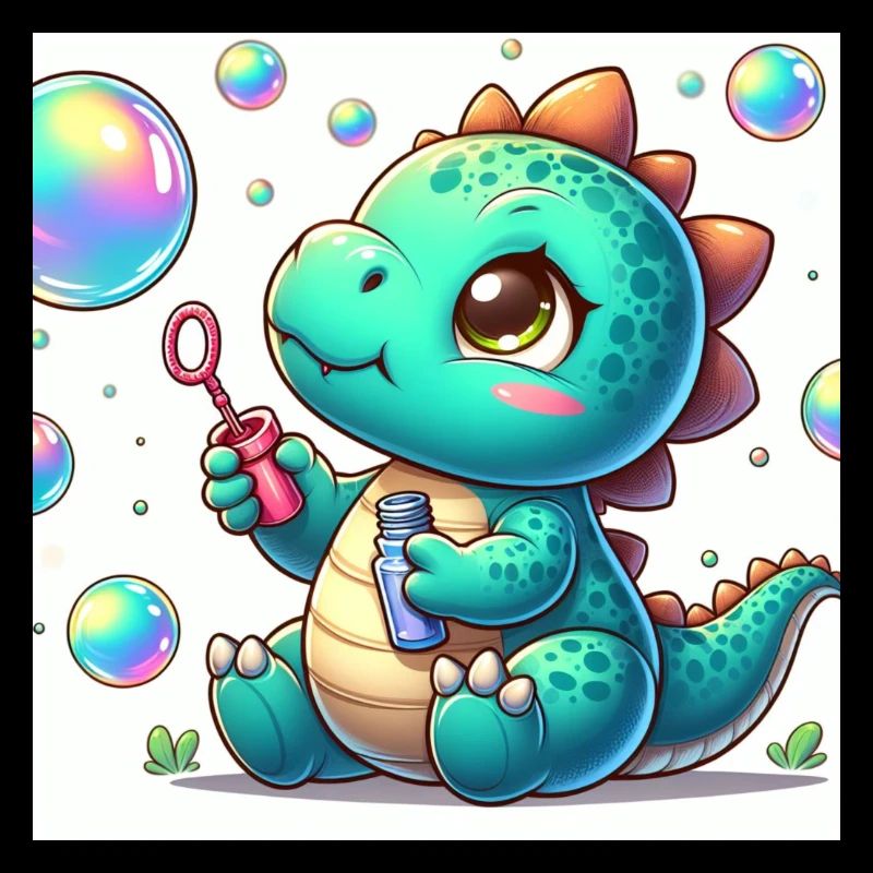 Dino small with soap bubbles