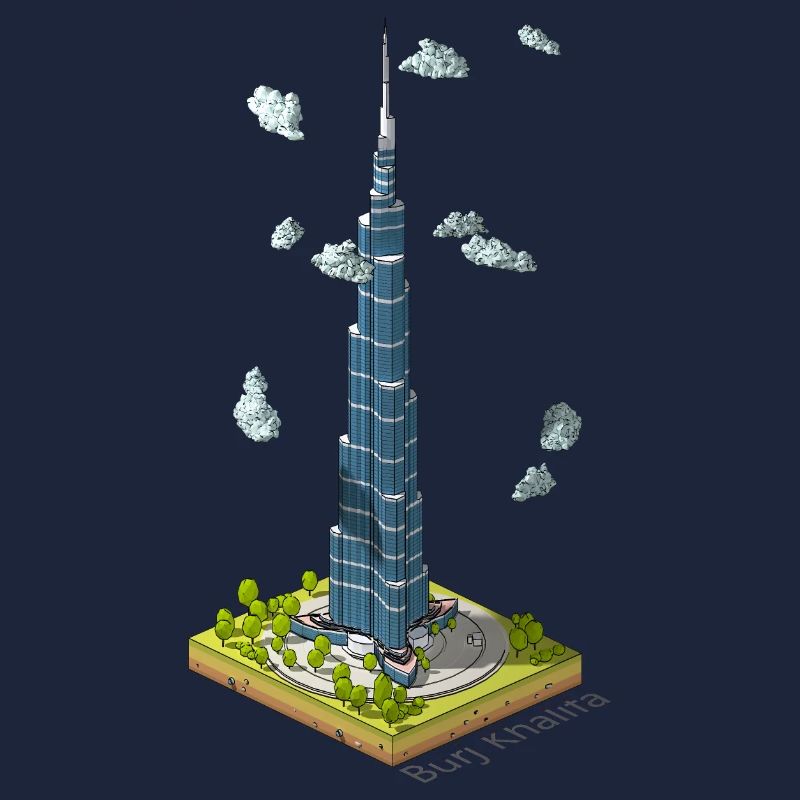Geometric low poly Burj Khalifa