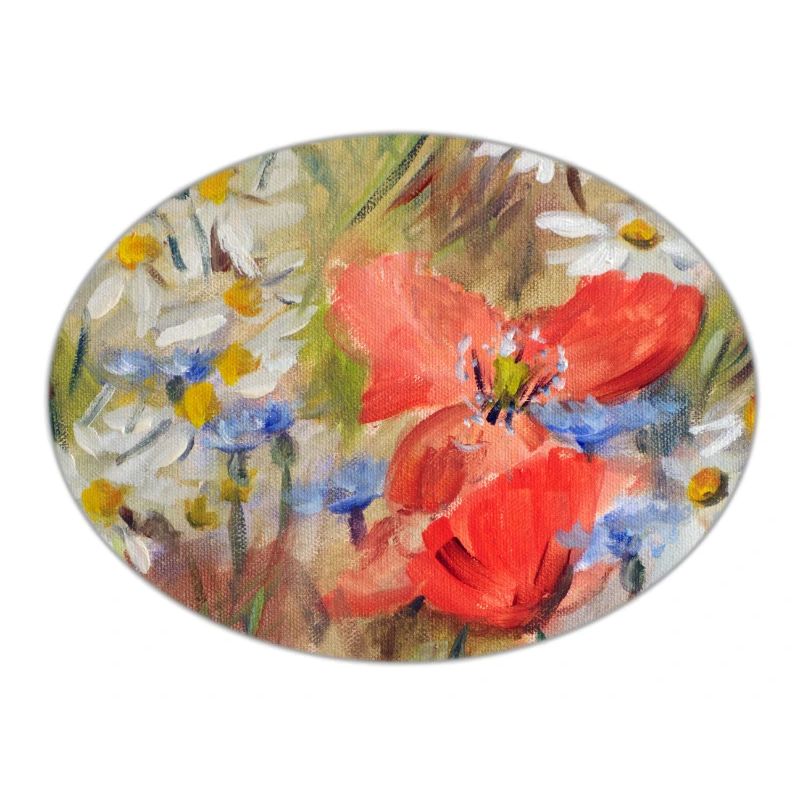 Rote Mohn- und Gänseblümchen-Wiesen-Malerei