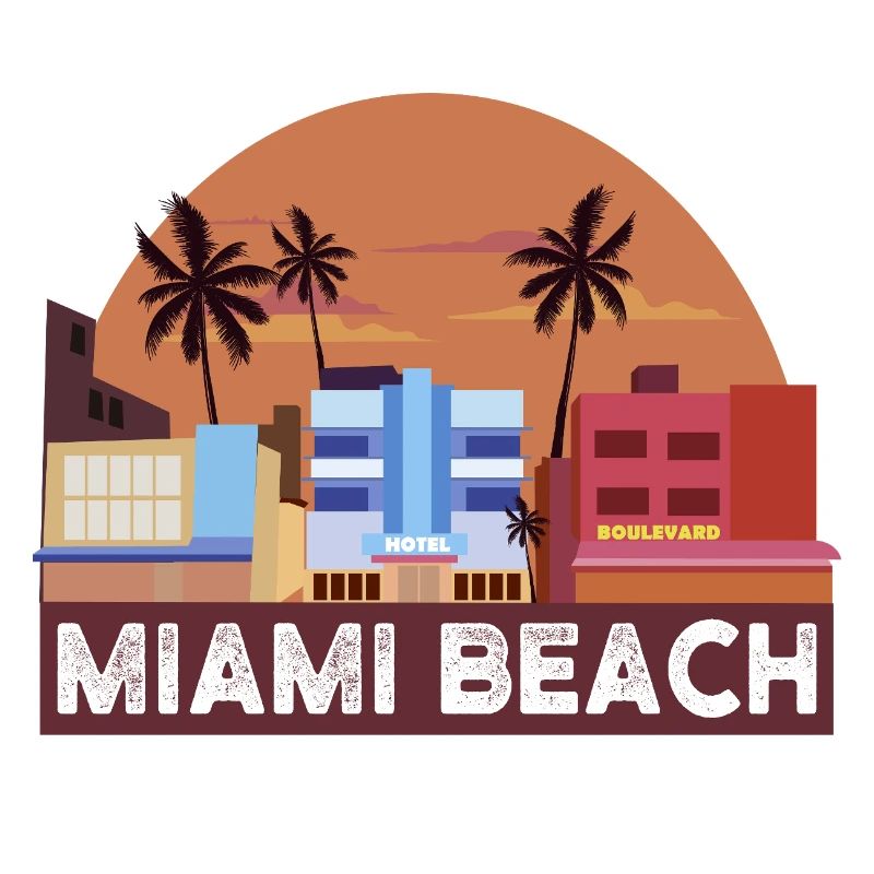 Miami Beach Retro Skyline
