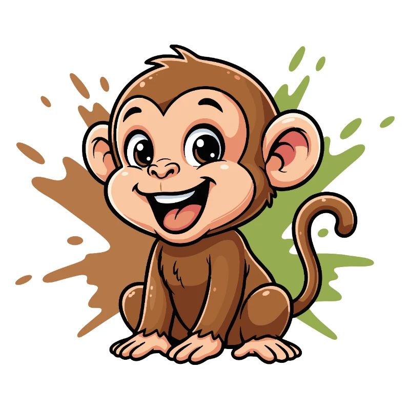 Fröhlicher Affe Cartoon Farbspritzer