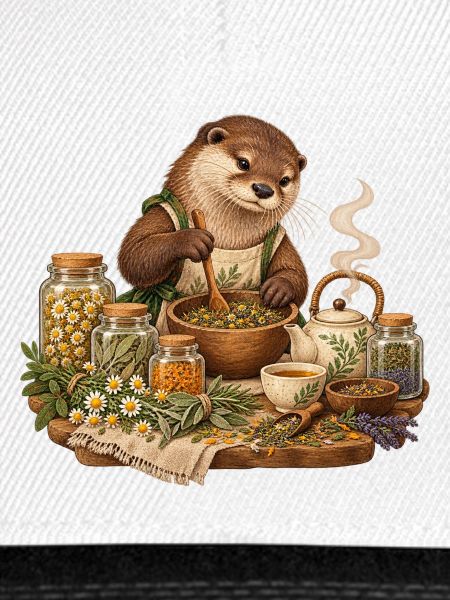 Otter mischt Kräutertee