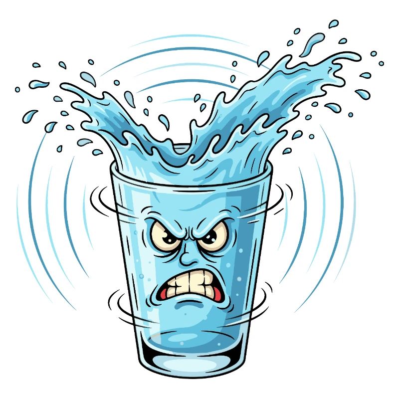 Wütendes Wasserglas Splash