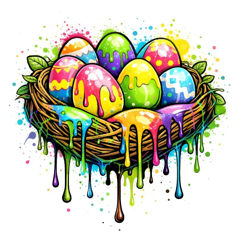 Buntes Osternest im Graffiti Stil 