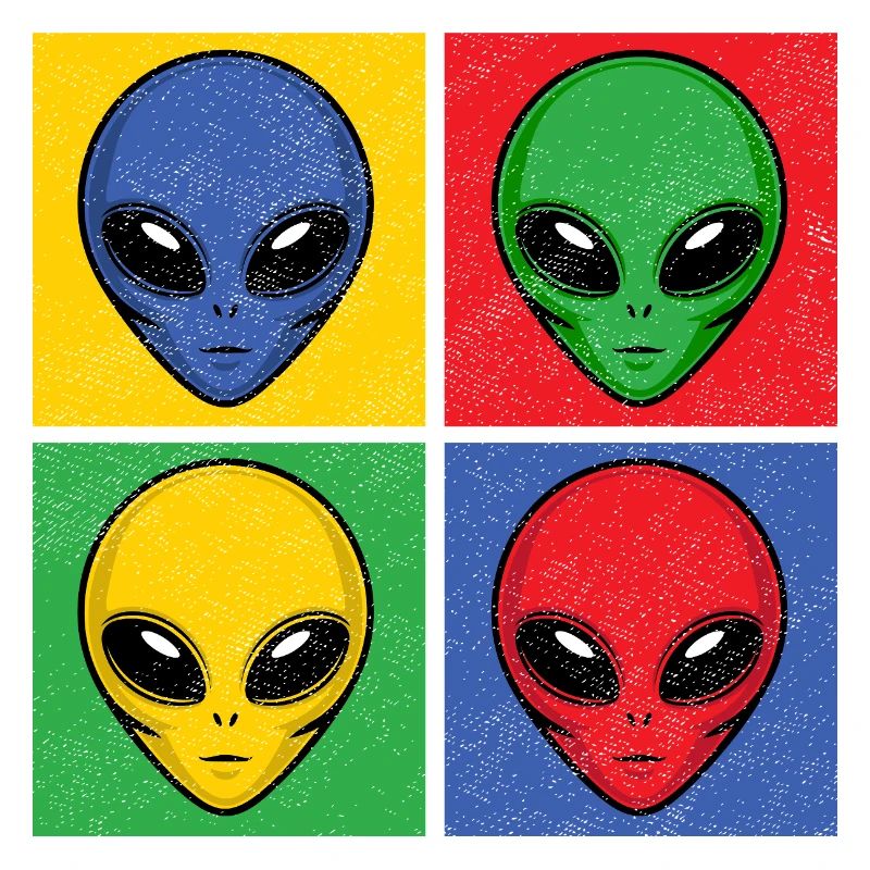 Aliens Pop-Art Popart Alienköpfe Aliengesichter