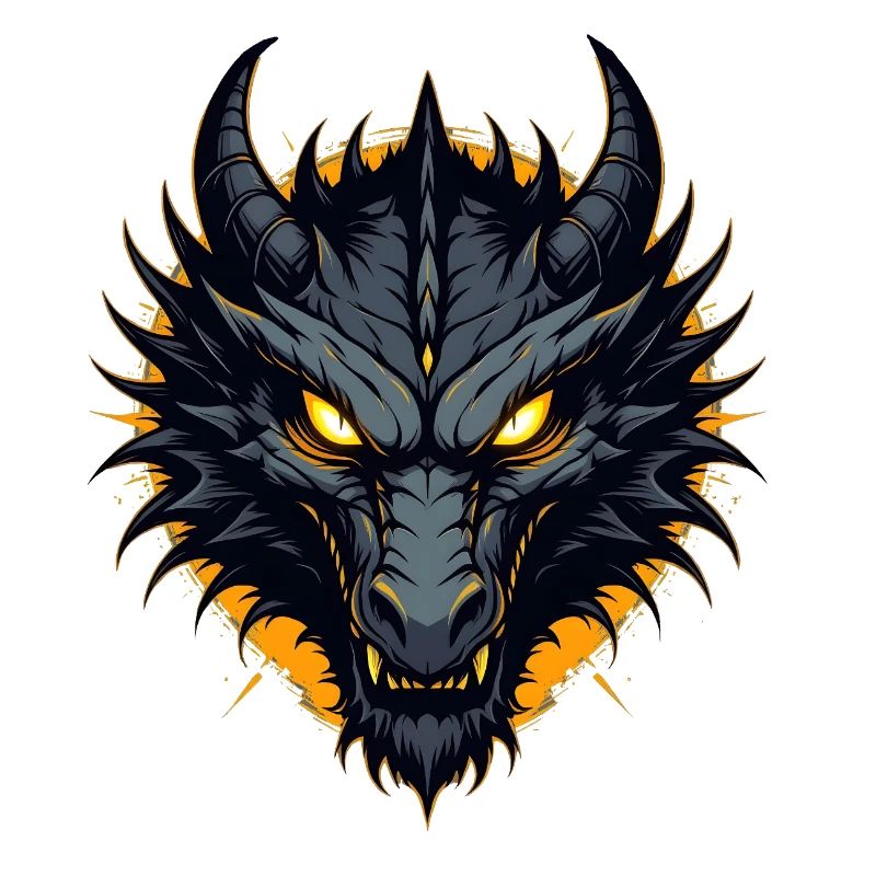 Schwarzer Drache Drachenkopf