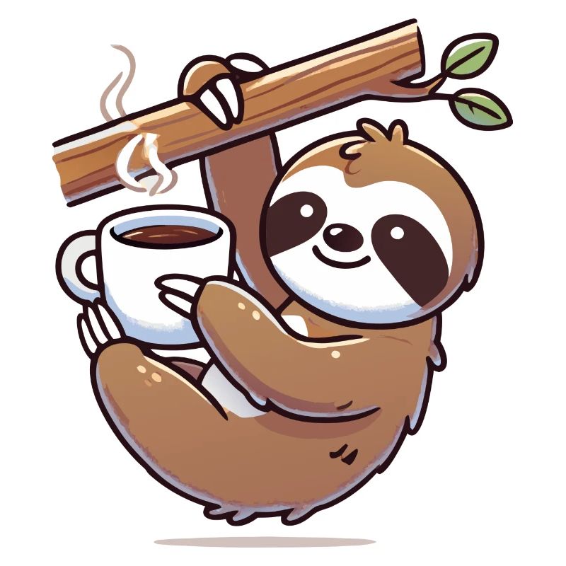 Faultier mit Kaffee