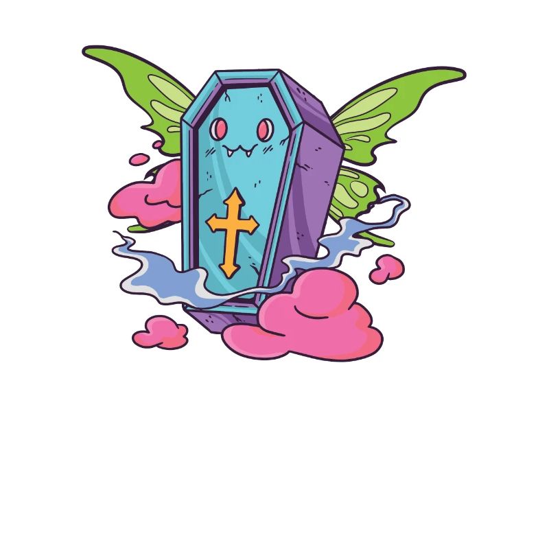 Fairycore Aesthetic Fee Coffin Bat Pastel Goth