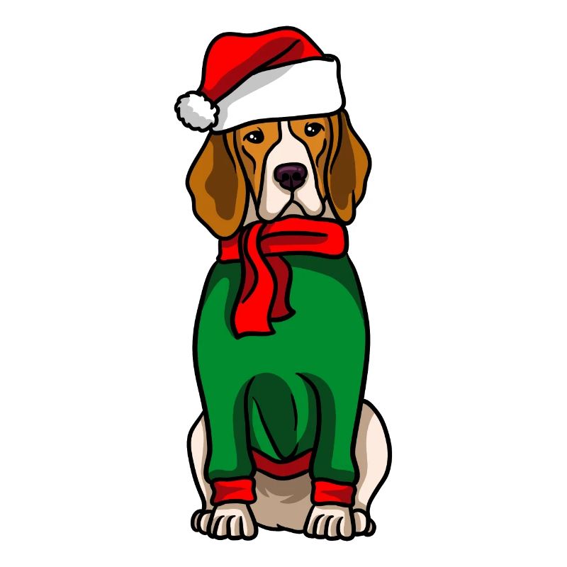 Beagle avec pull de Noël