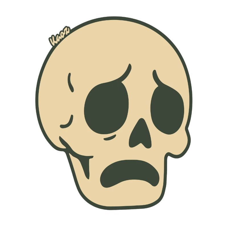 Sad Skull Comic Sticker Design